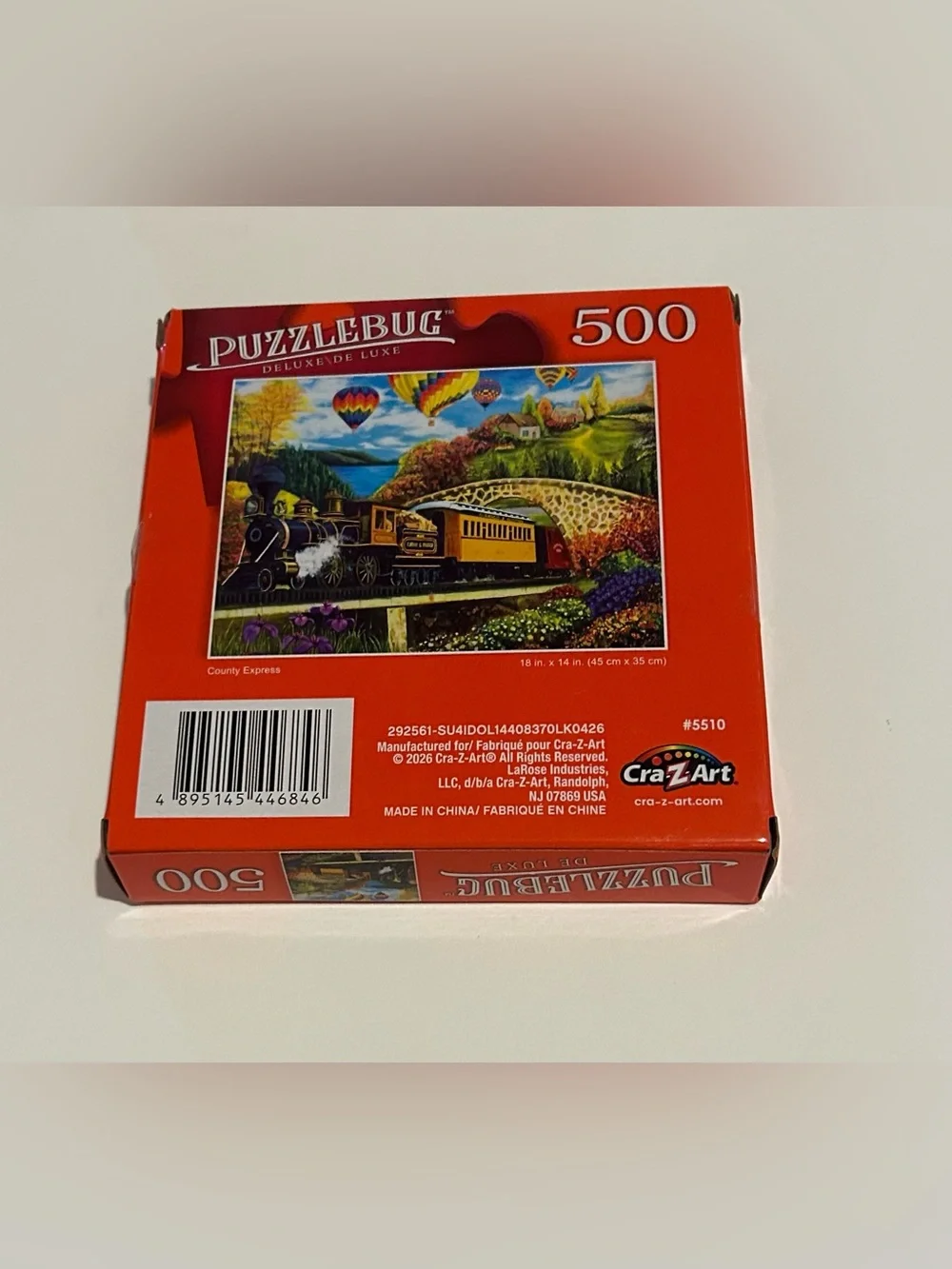 New “County Express” 500 Pieces Puzzlebug DeLuxe Hot Air Balloons 18”x 14”